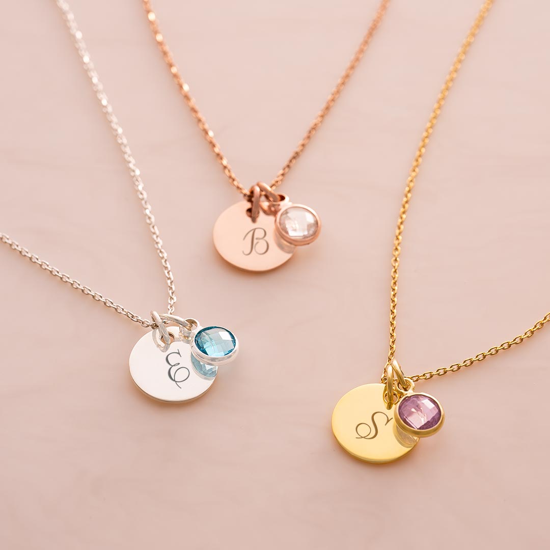 Initials Birtstone Necklace