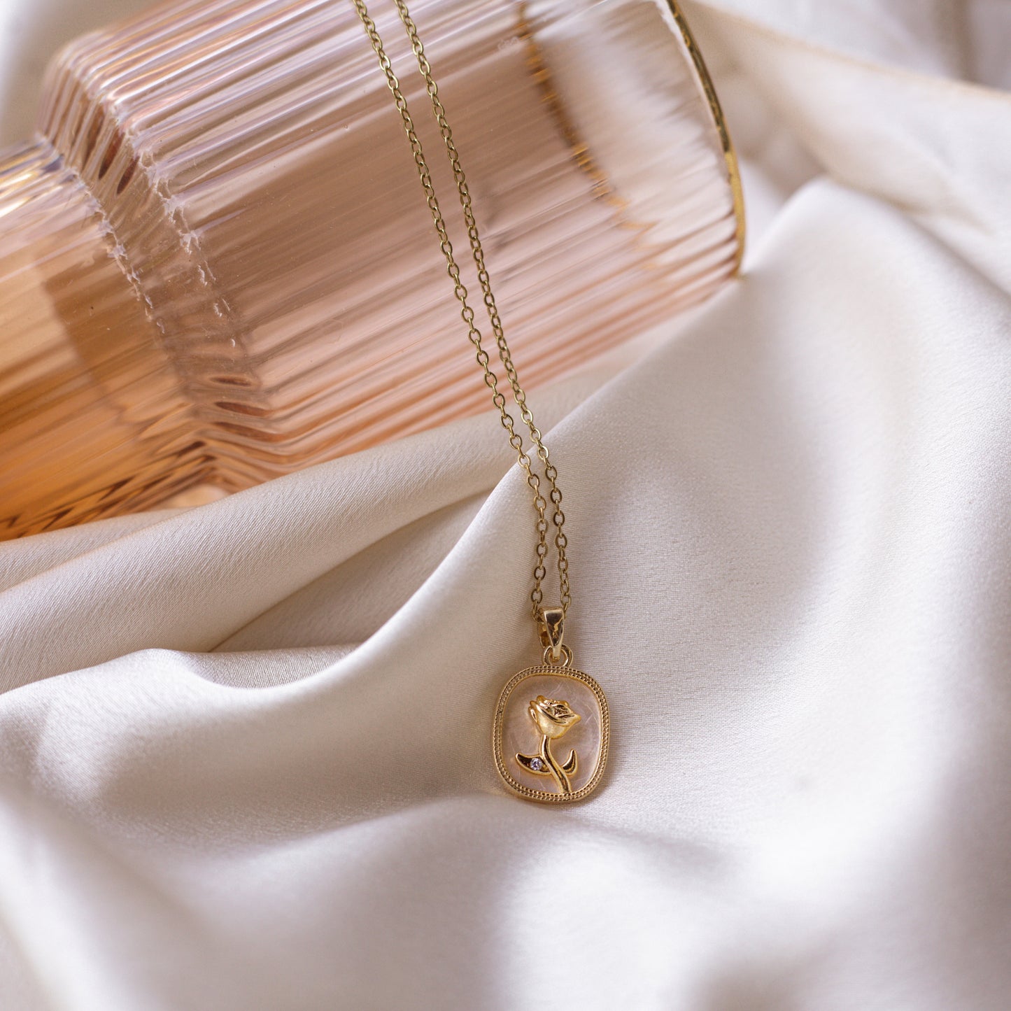 Rose Flower Necklace 18k Gold Plated