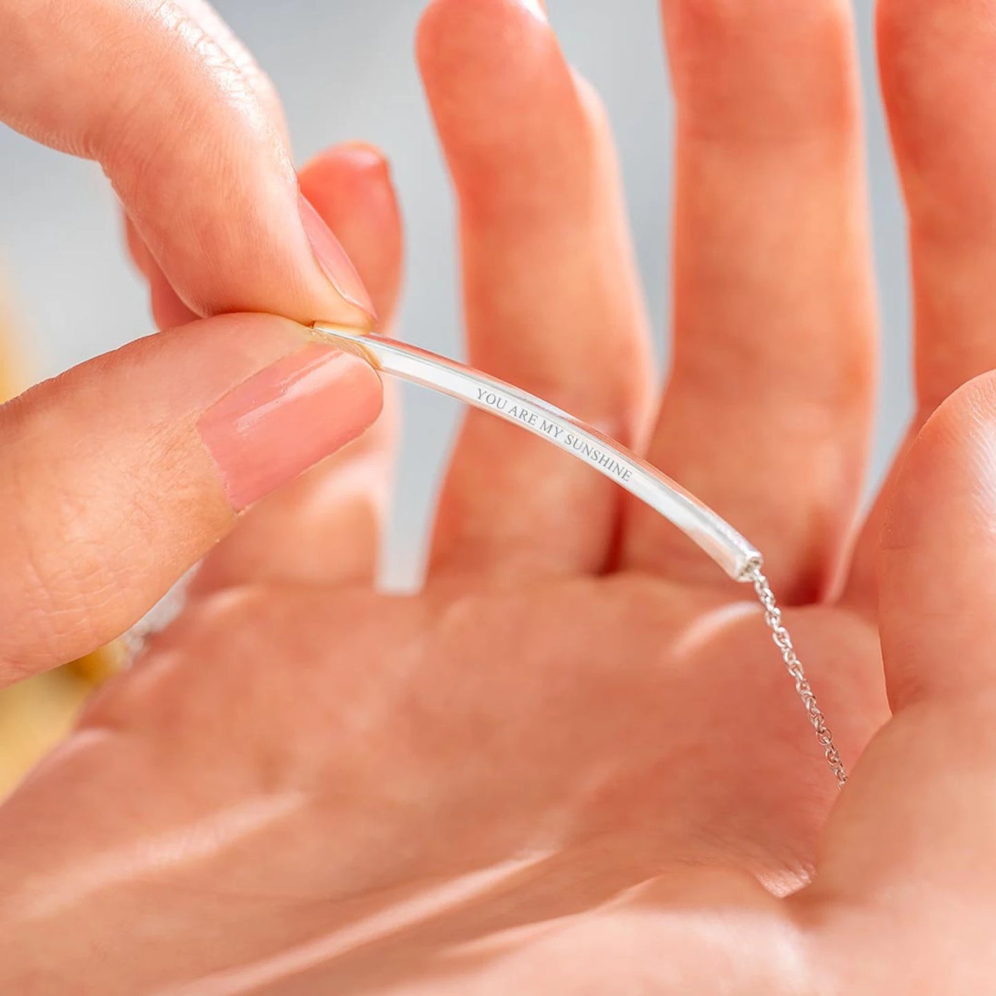 Hidden Message Curved Bar Bracelet