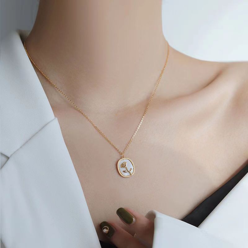 Rose Flower Necklace 18k Gold Plated