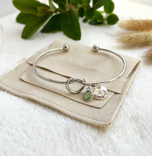 Personalized Knot Bracelet with Birthstone | Demifine Jewellery