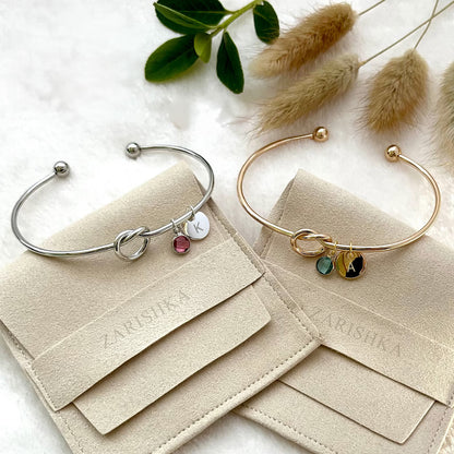 Personalized Knot Bracelet with Birthstone | Demifine Jewellery