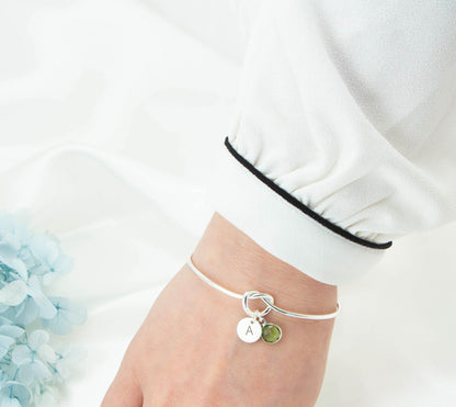 Personalized Knot Bracelet with Birthstone | Demifine Jewellery